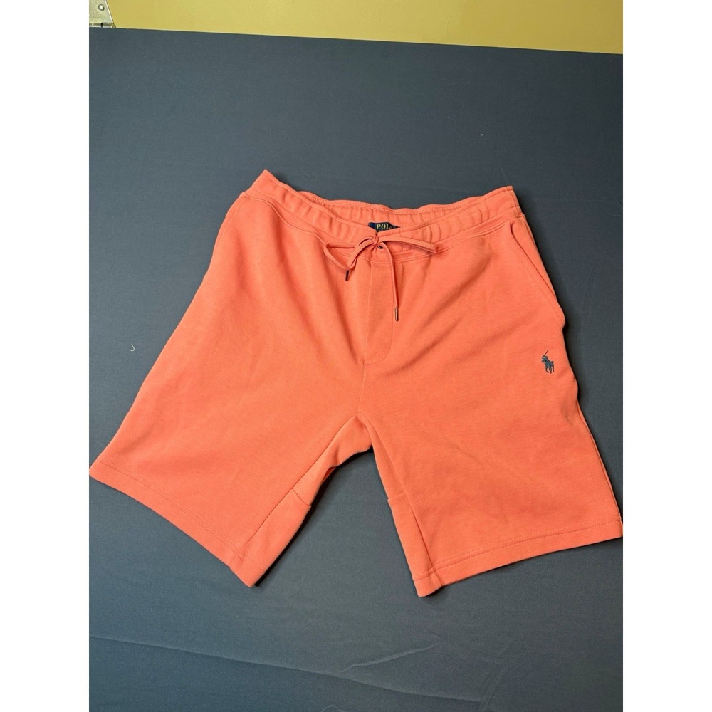 Polo Ralph Lauren Mens Pink Knit Cotton Sweat Shorts Drawstring Pockets Logo M
